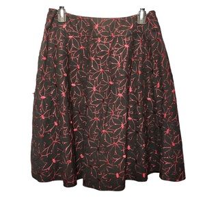 NINE WEST Eyelet A-line Skirt Red Black Sz 6